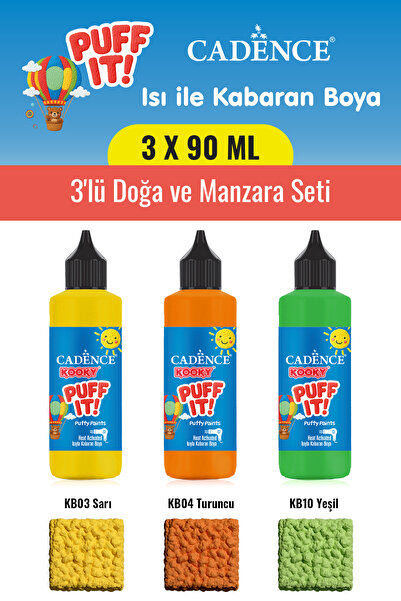 Cadence Boya 3X90ML Kooky Puff It Kabaran Boya 3'lü Doğa ve Manzara Seti