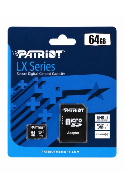 Patriot Lx Series Sdxc 64 Gb Cl10 Memory Card with Adapter