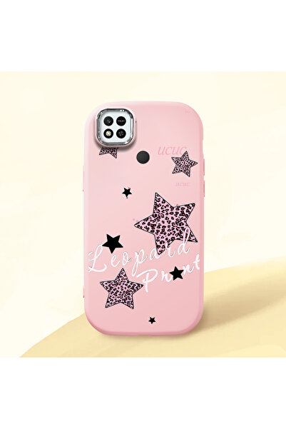 ucuc Redmi 9C/10A Uyumlu Leopar Desenli Yıldızlar Deseni Darbe Emici Kamera K...