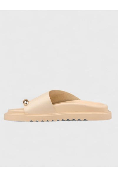 Sadık Yılmaz Women's Summer Flat Slippers - 230 3189 - Beige