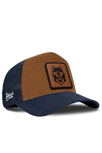 BlackBörk Kurt Logo Navy Blue-Camel Trucker Hat