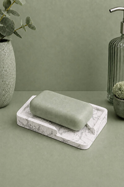 betonmall Marble Patterned Concrete Solid Soap Dish Drainer Model with Water ...
