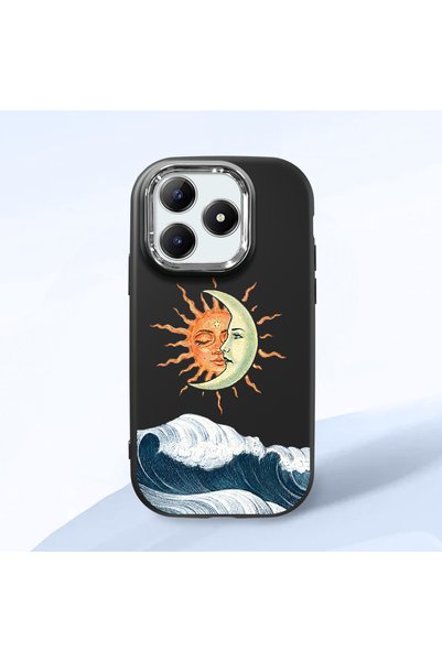 ucuc Realme Note 60/60X Compatible Retro Style Sun Moon Sea Wave Pattern Shoc...