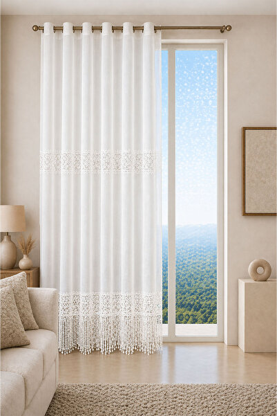 Premier Home Petra 17231 Brode Special Size Tulle Curtain 120X270 Without Pleats