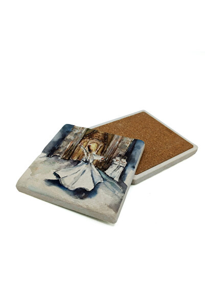Sadrazam Semazen Printed Natural Stone Coaster 10X10 1G-Semazen5
