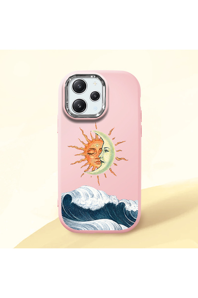 ucuc Pink Silicone Case for Redmi 12 4G/5G Compatible with Retro Style Sun Mo...