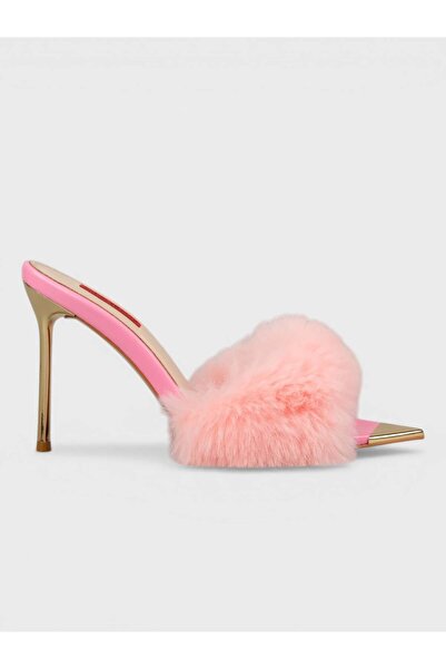 Sadık Yılmaz Kadın Yazlık 11cm İnceTopuklu Terlik - 574 5555 - Pembe Rugan