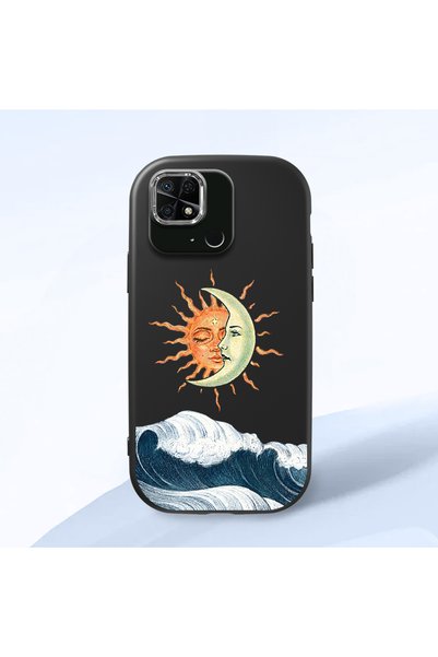 ucuc Redmi 10C Compatible Retro Style Sun Moon Sea Wave Pattern Shock Absorbi...