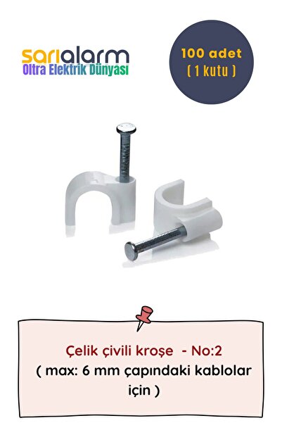 sarıalarm Oltra - Kablo Kroşe Çelik Çivili No:2 100'lü kutu
