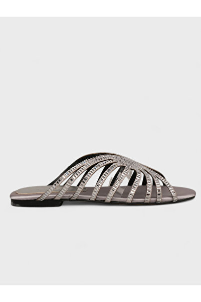 Sadık Yılmaz Women's summer flat slippers - 230 3175 - silver