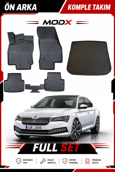 MODxAUTO Skoda Superb 2015 Model 5D Havuzlu Paspas + 3D Bagaj Havuzu PREMIUM A+