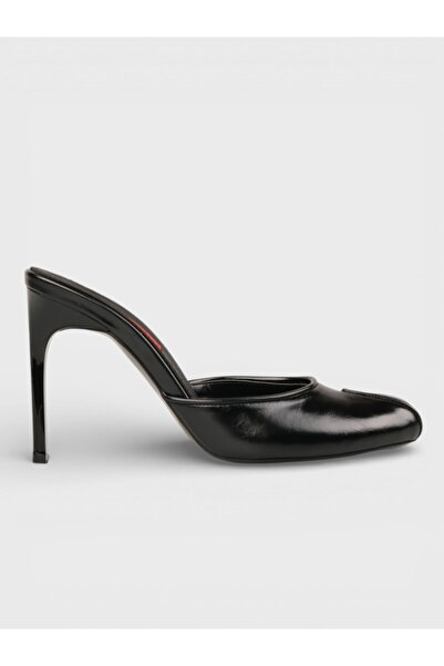 Sadık Yılmaz Women's Summer 11cm Thin Heeled Slippers - 574 0812 - Black Shin...