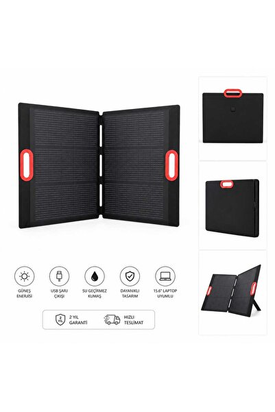 iTechSolar 50 W Katlanabilir Çanta Tipi Güneş Paneli (Siyah)