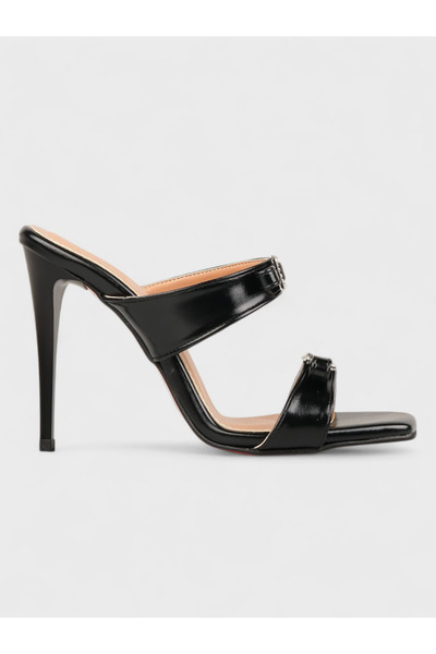 Sadık Yılmaz Women's summer 11cm thin heeled slippers - 233 2677 - glossy black
