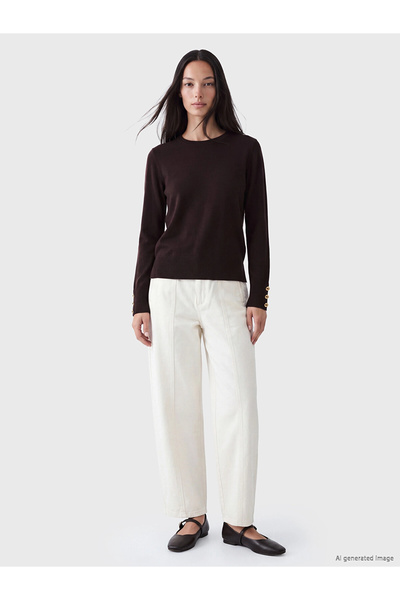 LC Waikiki Lcw Everyday Burgundy Crew Neck Women's Knitwear Sweater