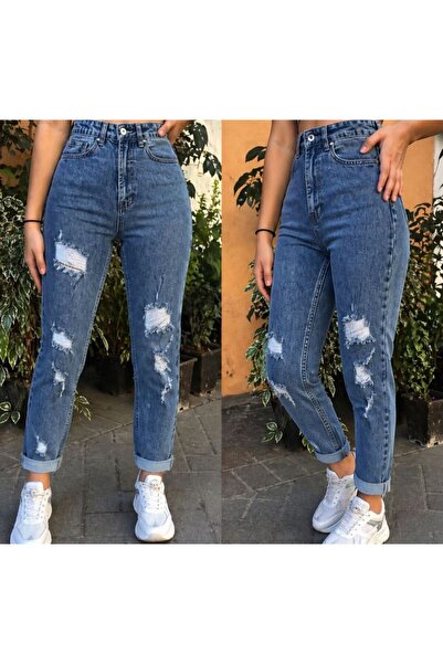 AndraRose Styles Blugi Ripped AR - ALBASTRU