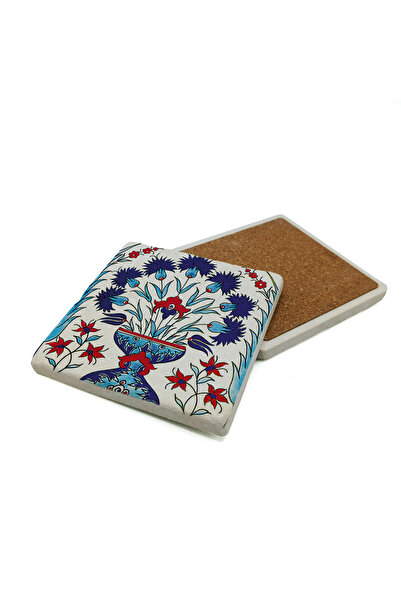 Sadrazam A Tile Pattern Printed Natural Stone Coaster from Topkapi Palace Har...