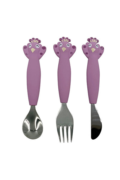 Trixie Mrs. Peacock - Silicone Fork, Spoon and Knife Set