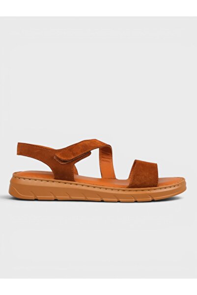 Sadık Yılmaz Women's Summer Flat Sandals - 575 310-26 - Tan Suede