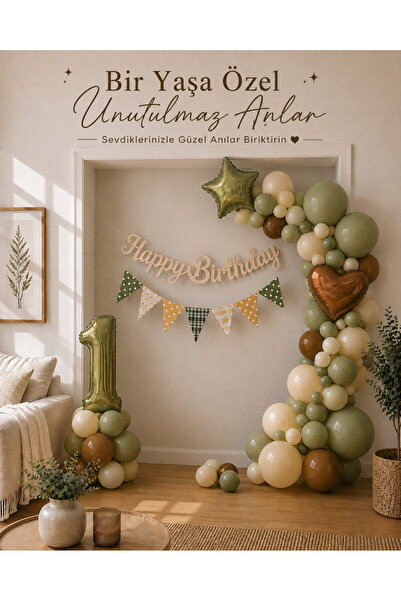 Genel Markalar 1 Yaş Doğum Günü Süsleme Seti Balon Zinciri Folyo Rakam Happy ...