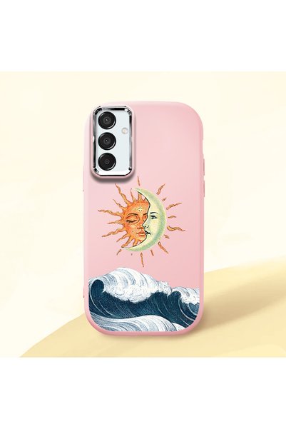 ucuc Samsung Galaxy M15 Compatible Retro Style Sun Moon Sea Wave Pattern Shoc...