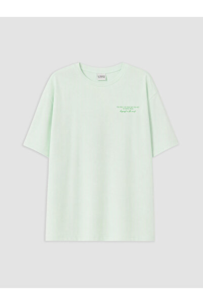 LC Waikiki Trendlucky Girls' Printed T-Shirt with Oval Collar and Contrast