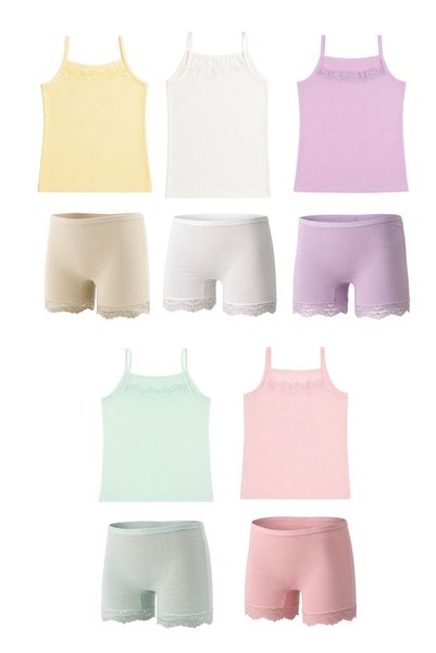 tatlıcottonkids Cotton Girls' Athlete Boxer Set 5-Piece Set