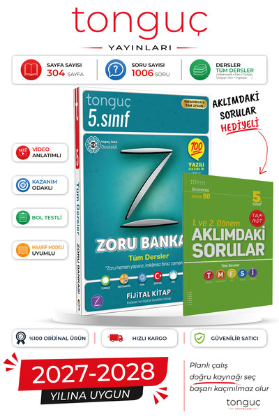 Tonguç Yayınları 5. Sınıf Tüm Dersler Zoru Soru Bankası + Aklımdaki Sorular H...