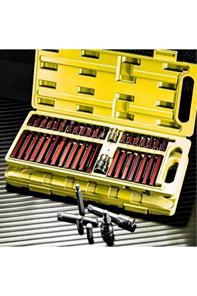 DepoMega 40 Parça Otomotiv Bits Uç Seti Lokma Adaptörlü Torx Alyan Spline Uç