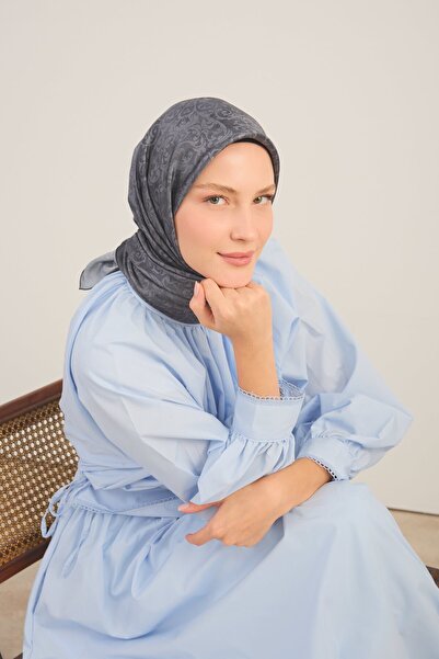 Silk Home Eșarfă strălucitoare cu model etnic gri închis