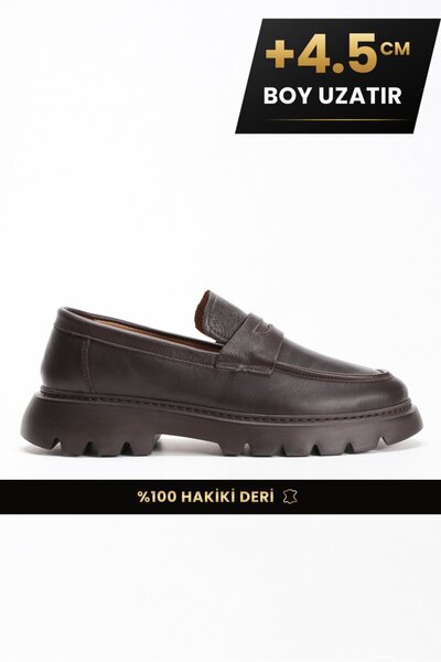Fame Step Genuine Leather Men's Casual Shoes +4.5 cm Height Increasing Thick ...