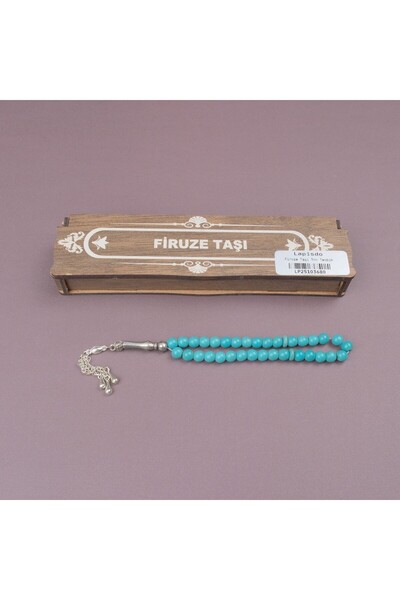 LapisDo Turquoise Natural Stone Sphere Cut 7mm Prayer Beads with Brown Wooden...