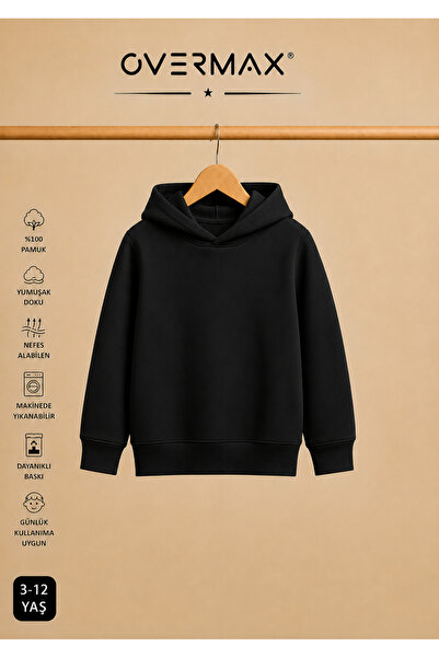 OVERMAX Premium Çocuk Kapüşonlu Sweatshirt | 3-12 Yaş