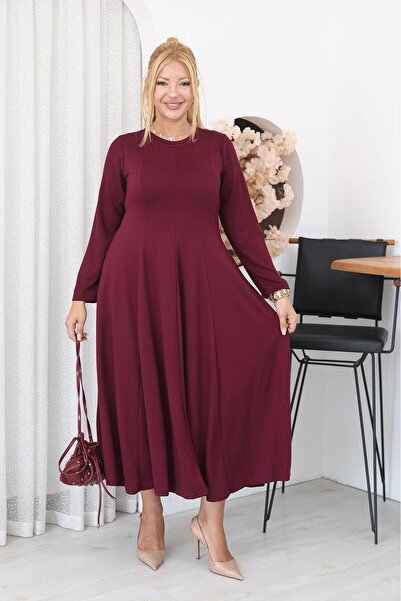 Siyezen Plus Size Flared Modal Fabric Dress