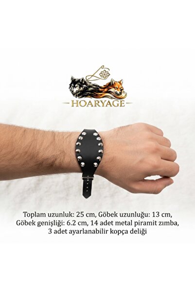 hoaryage Unisex Genuine Calfskin Leather Gothic Punk Style Wide Leather Brace...