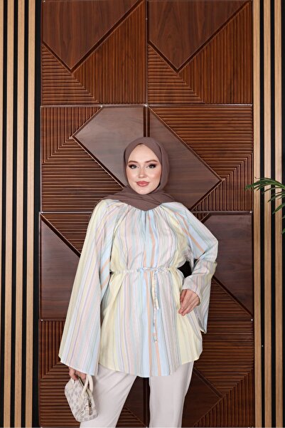 butik hira Digital Print Colorful Striped Tunic