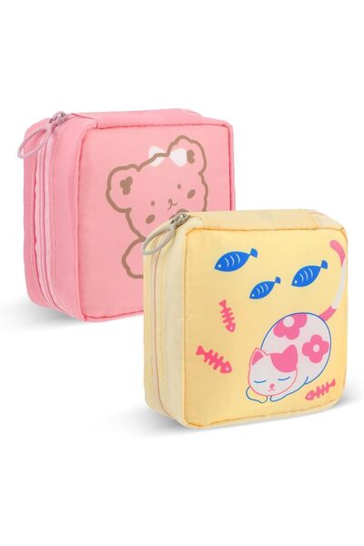 Arabest 2Pcs Cute Sanitary Napkin Storage Bag, Portable Period Holder Bag, Ny...