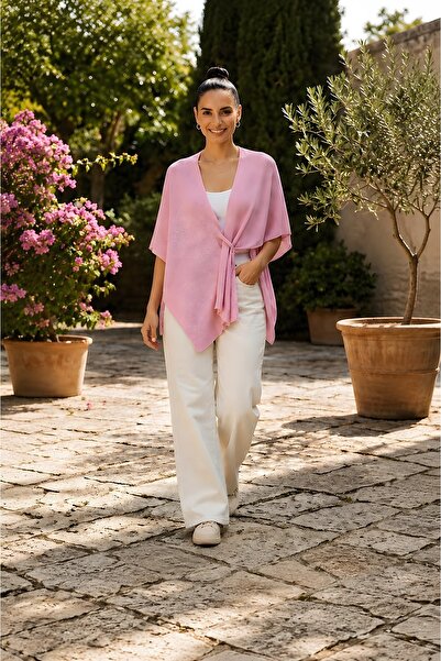 Mila Pudra Pembe Oversize Şal-Panço