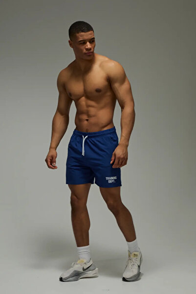 Man Of Man Men's Navy Blue Quick-Dry 5 Inch Fitness & Running Shorts with Ela...
