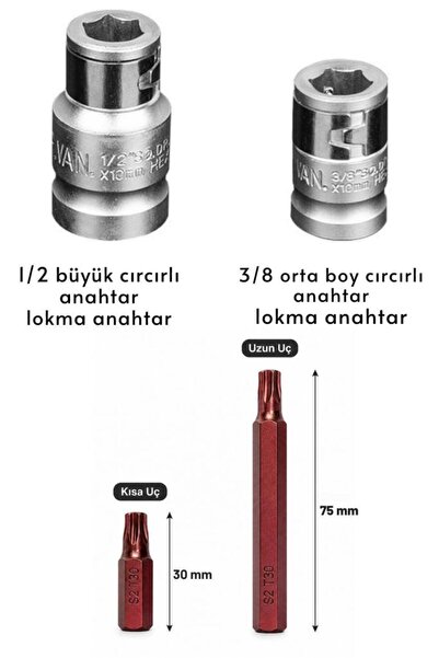 DepoMega 40 Parça Otomotiv Bits Uç Seti Lokma Adaptörlü Torx Alyan Spline Uç