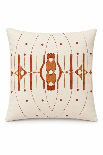 Beige Bone Serisi Kırlent Kılıfı Twill Kumaş Gizli Fermuar (43x43 cm)