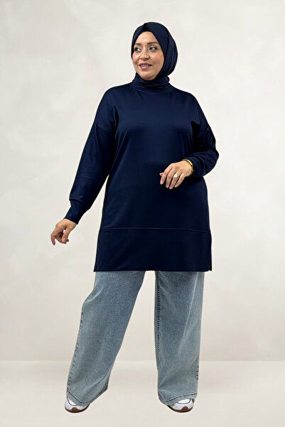 Eslina 68087 Plus Size Low Sleeve Modal Tunic - Navy Blue