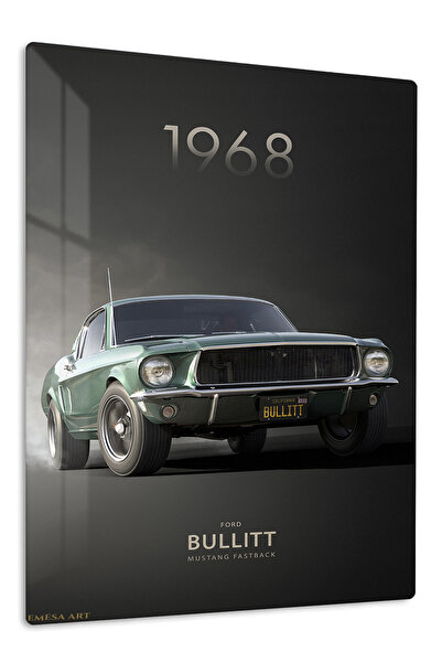 Emesa Art 1968 Green Ford Mustang Bullitt Metal Wall Art