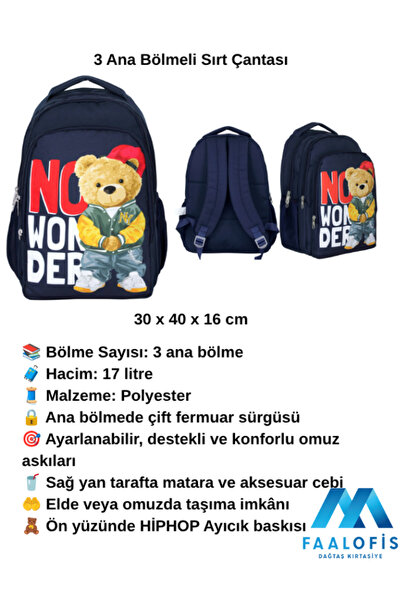 Dağtaş Kırtasiye 5033 Cennec Hiphop Teddy Bear Figura Ruksak