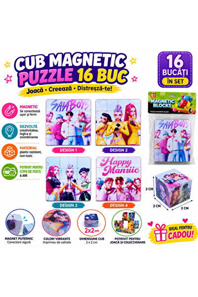 SHOP LIKE A PRO Cub Magnetic Puzzle, Set 16 Cuburi Magnetice, 2 x 2 cm/Cub, 4...