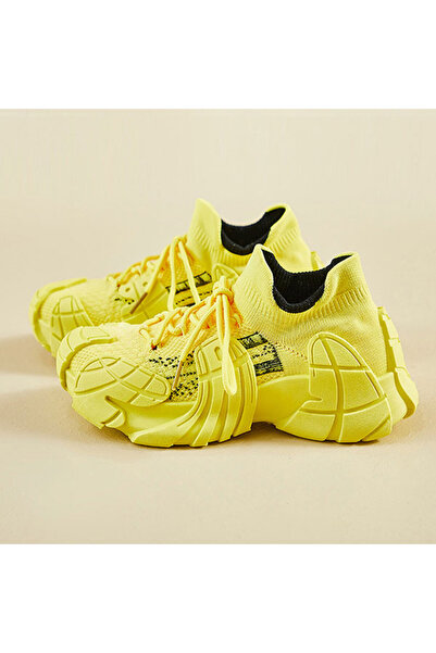 dorbe Women's Yellow Knit Slip-On Sneakers
