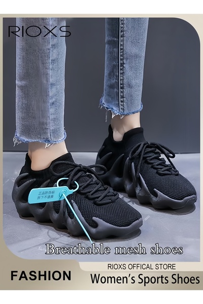 RIOXS Low Top Sneakers for Women, Fashion Sports Shoes, Breathable Flyknit Me...