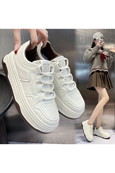 dorbe Women's White Chunky Lace-Up Sneakers