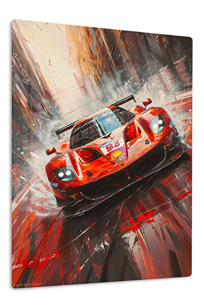 Emesa Art Red Classic Racing Car Abstract Metal Wall Art