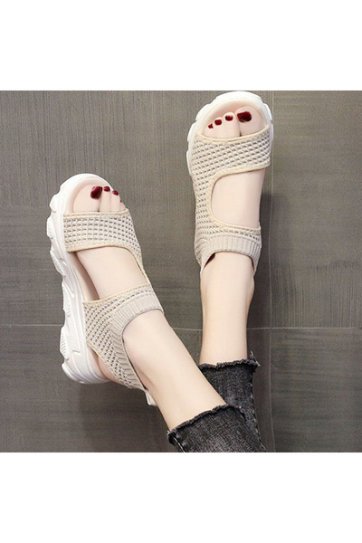 dorbe Women's Beige Mesh Sandals